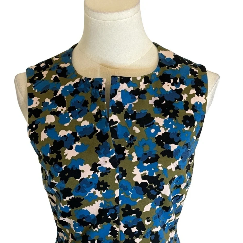 Kate Spade Saturday Vented Sheath Dress Blue Camo Women's Size 0 Work Party Mini